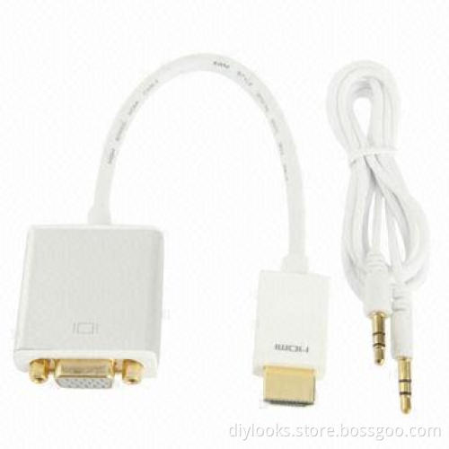 Full HD 1,080P 19-pin HDMI® Male to VGA Female Video/Audio Adapter Cable with 22cm Length